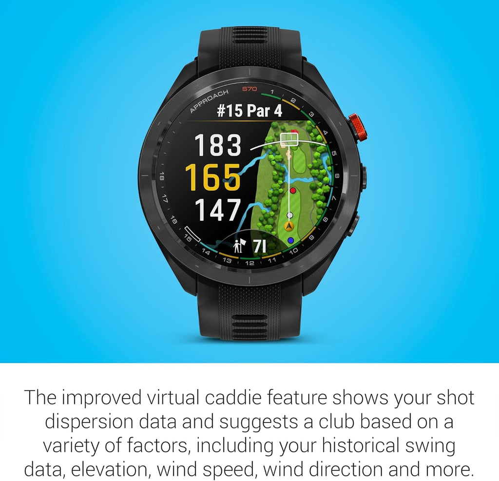 Black 47mm Golf GPS Smartwatch Q852608