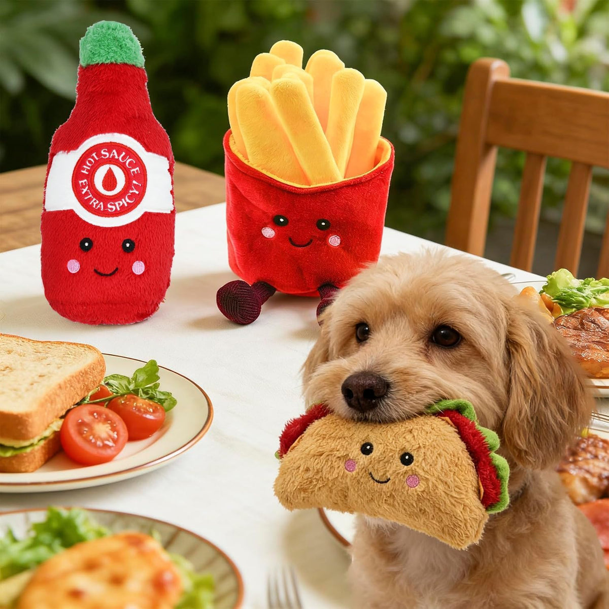 3-Pack Squeaky Plush Dog Chew Toys Set X509485