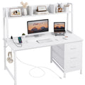 White Computer Desk with Hutch & Drawers 47 Inch R872