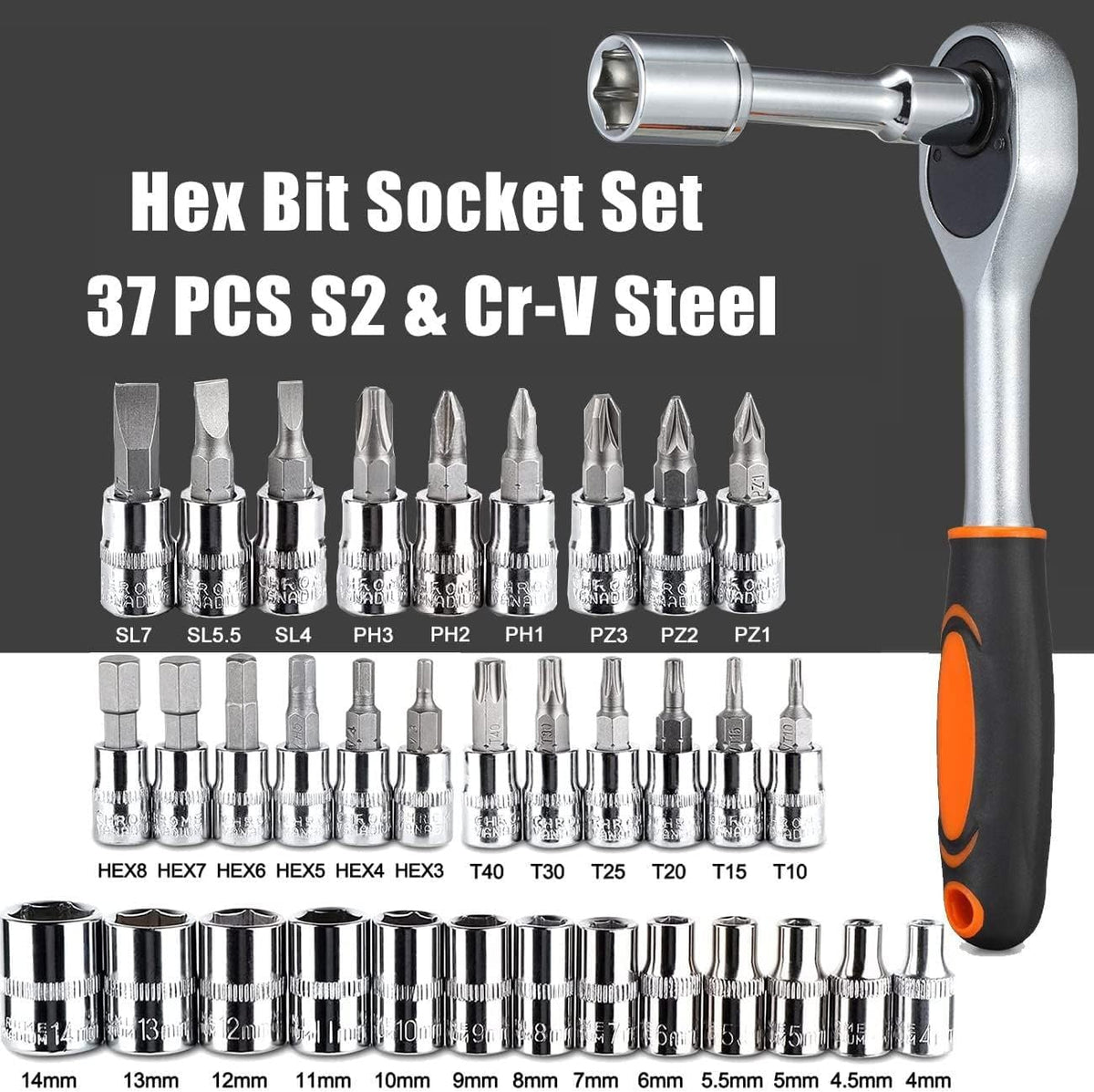 1/4 in. Drive Ratchet Socket Wrench Set E814