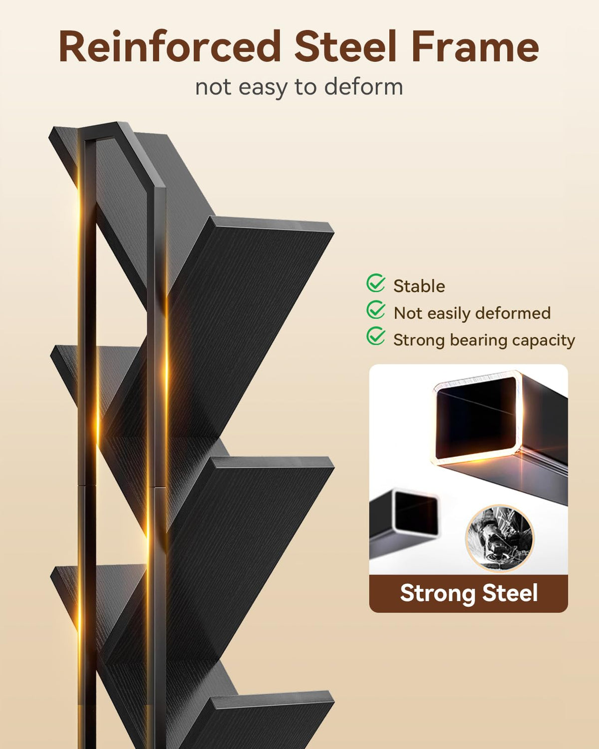 Black 6-Tier Tree Bookshelf with LED Lights R11859