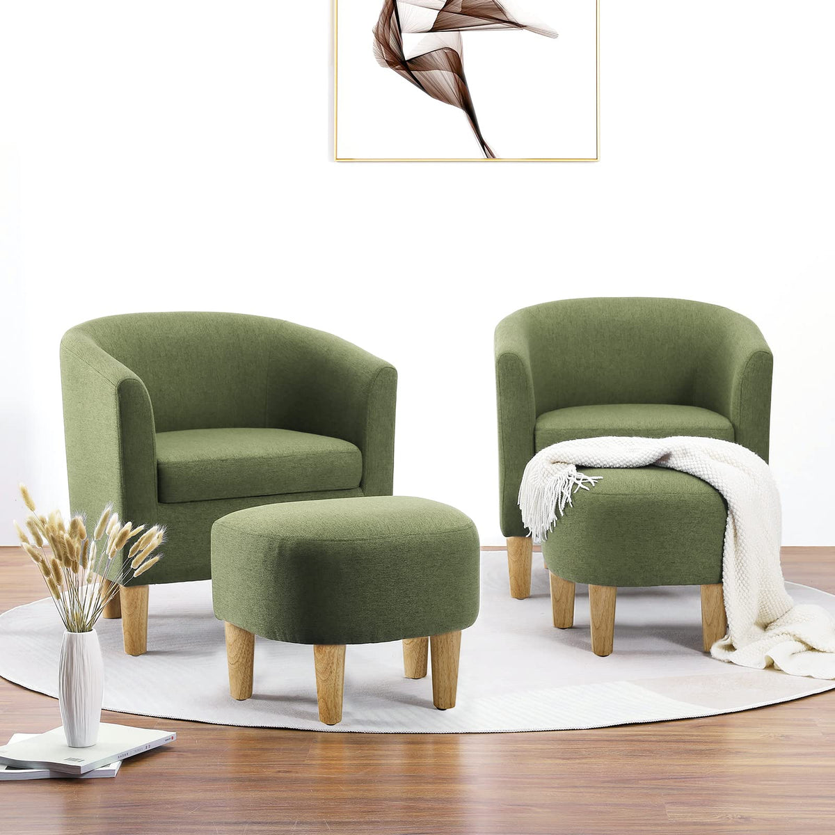Green Accent Chair with Ottoman J74861