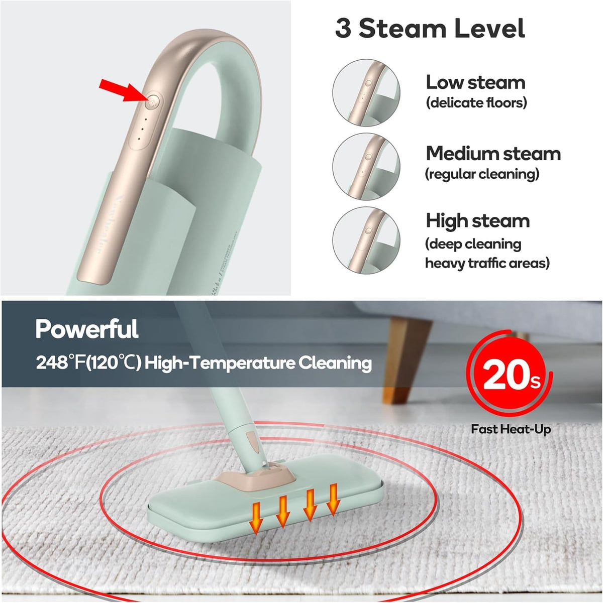 1200W Steam Mop & Handheld Cleaner L5140