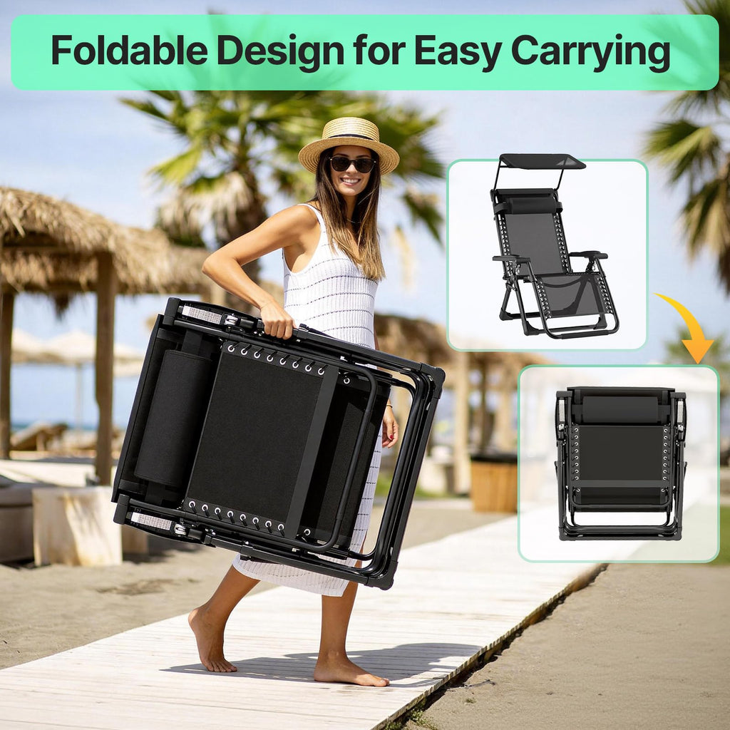 Zero Gravity Reclining Camping Chair with Canopy X473