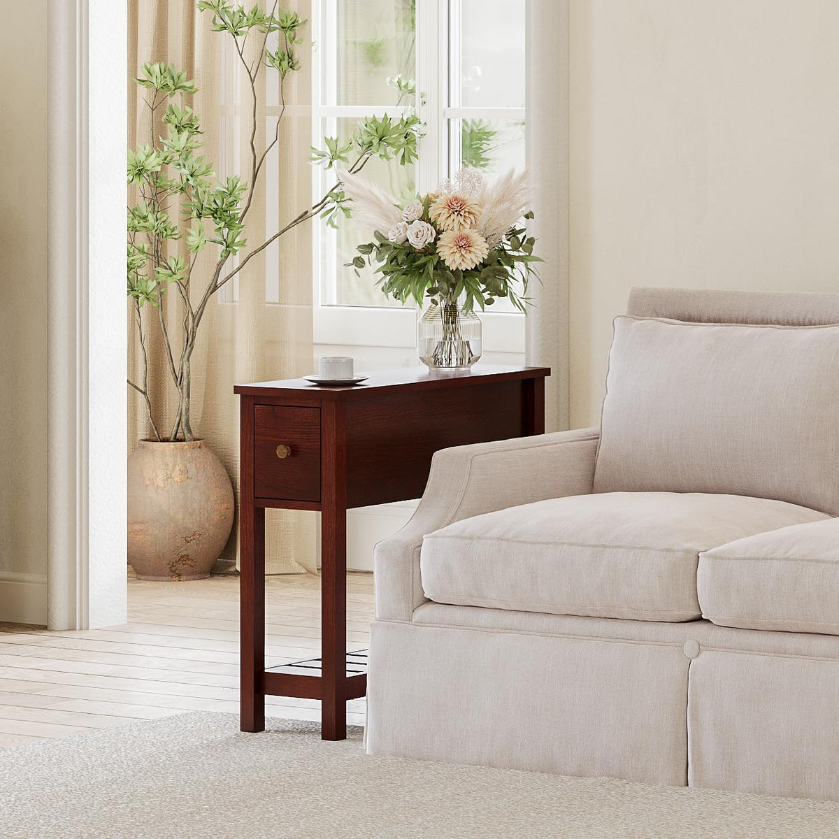 Narrow Side Table with Drawer Set of 2 N236260
