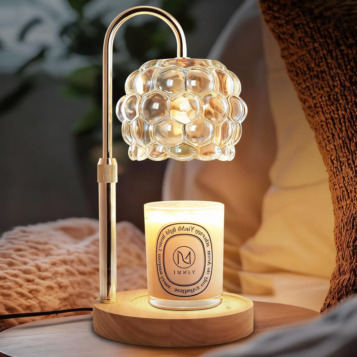 Candle Warmer Lamp with Timer Adjustable Height Dimmer Vintage Glass G33546