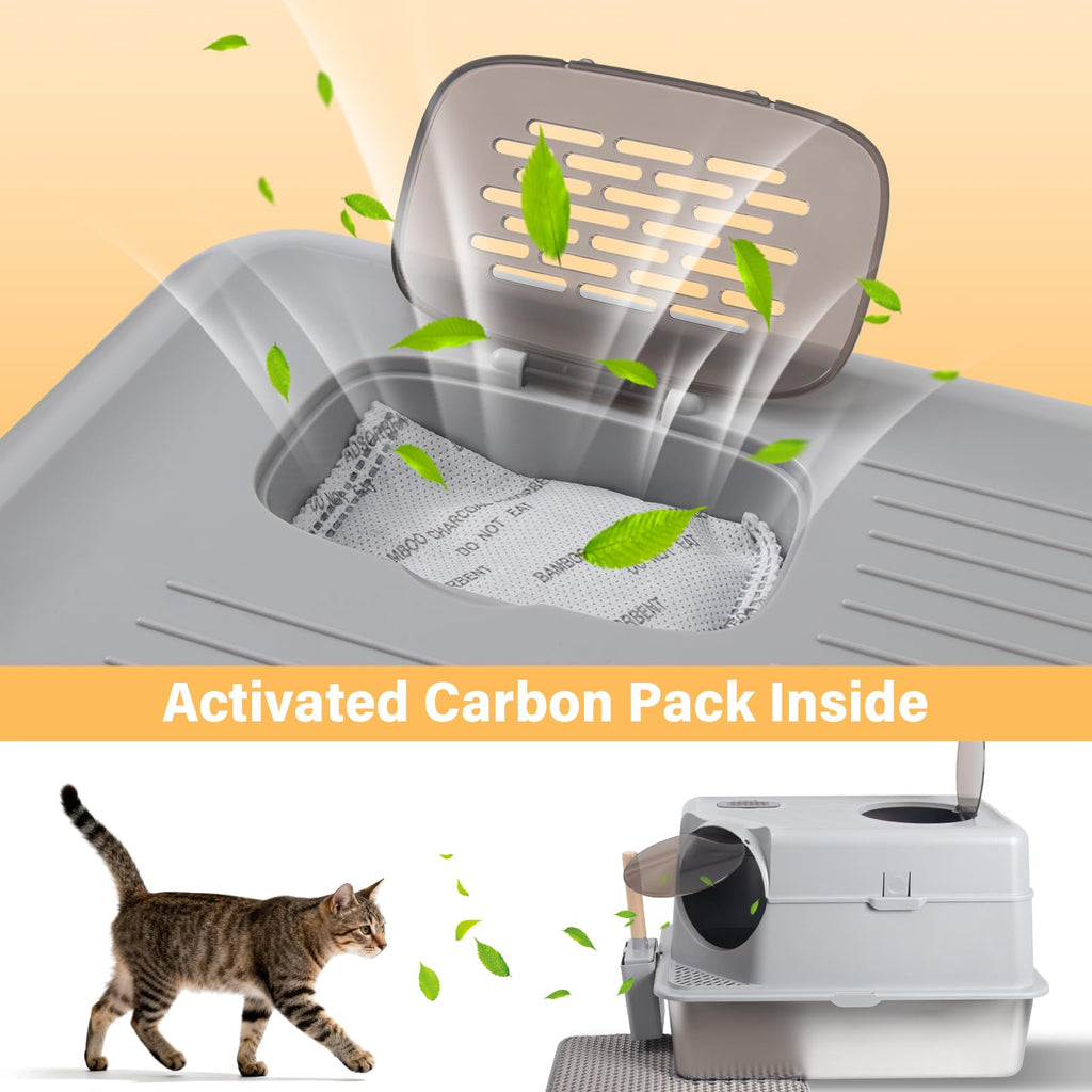 XL Stainless Steel Enclosed Cat Litter Box with Lid O518197