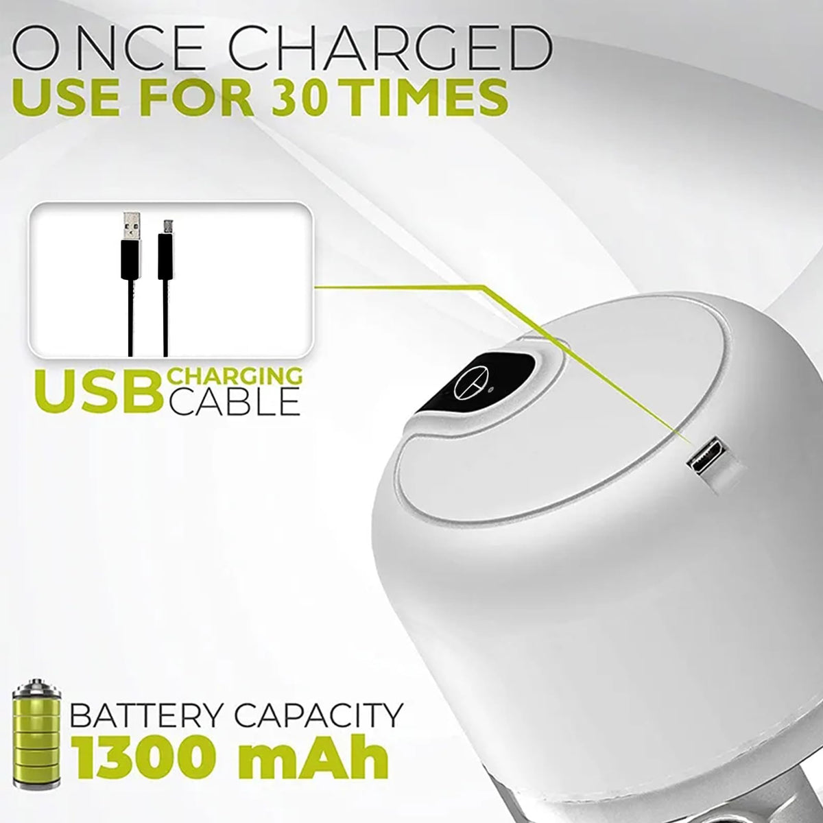 White 3 Cup USB Rechargeable Portable Electric Garlic Crusher J840094