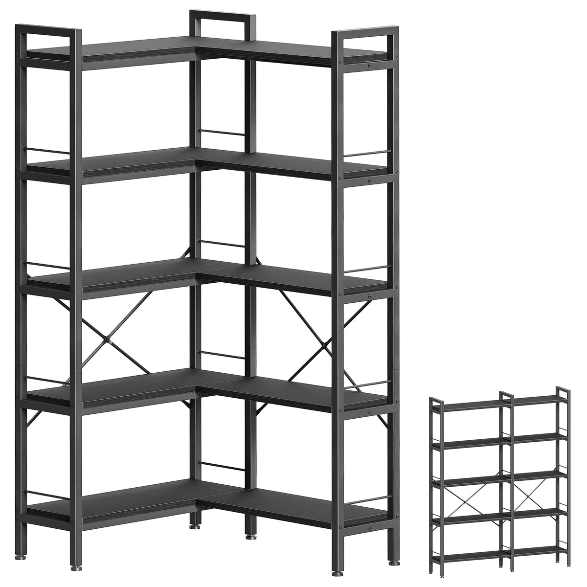 5 Tier L Shaped Corner Bookshelf with 10 Open Shelves I639