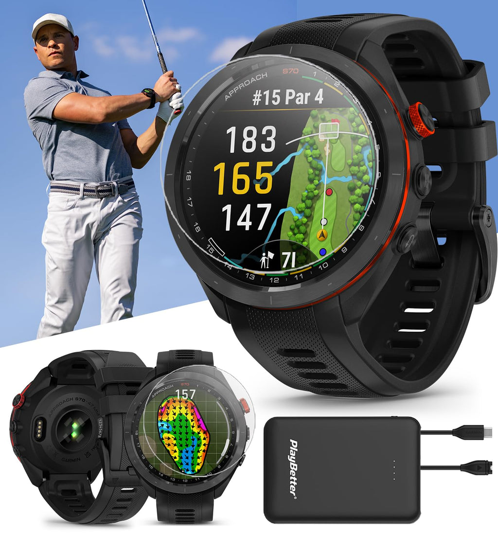 Black 47mm Golf GPS Smartwatch Q852608