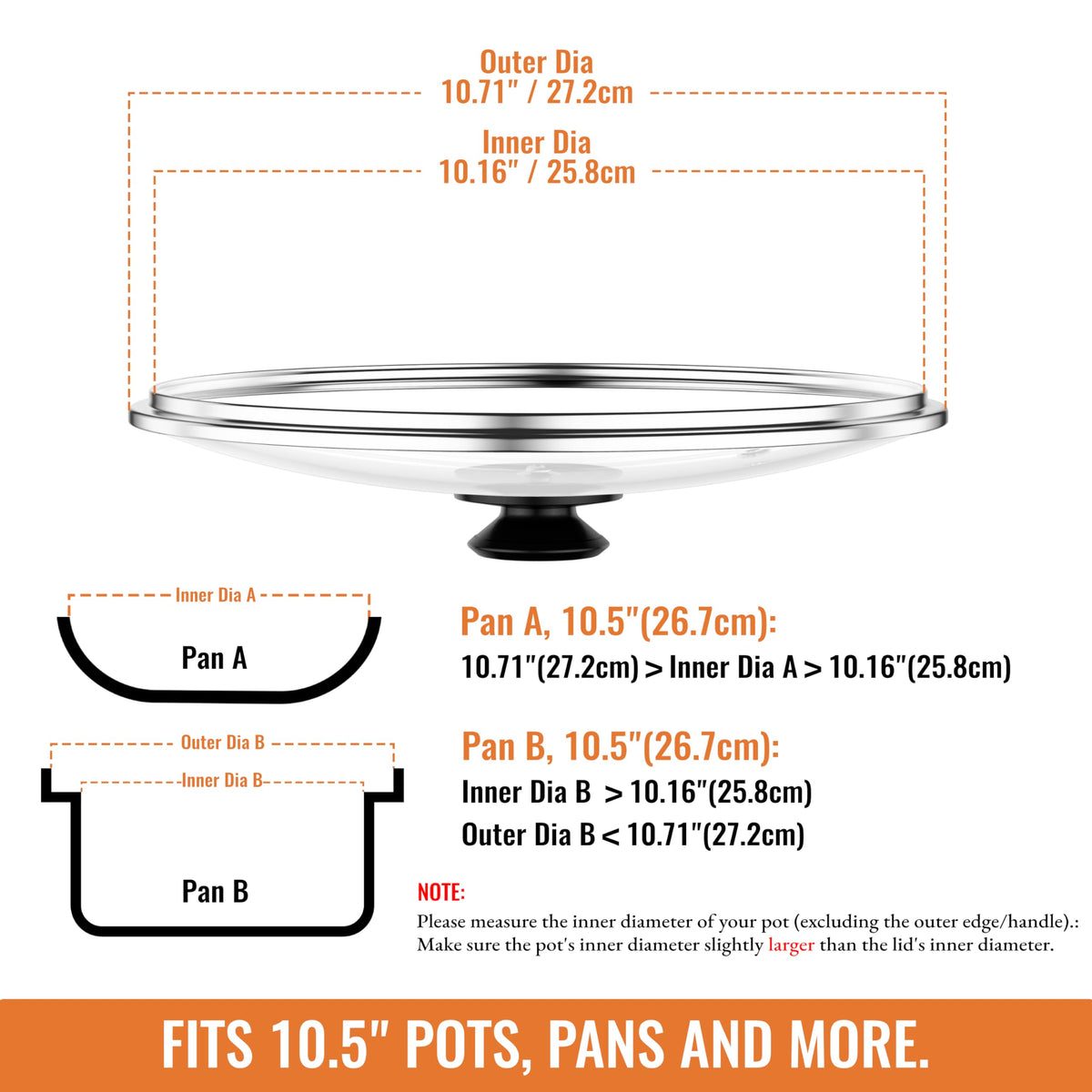 Tempered Glass Pot and Pan Lid 10.5 Inch Y82392