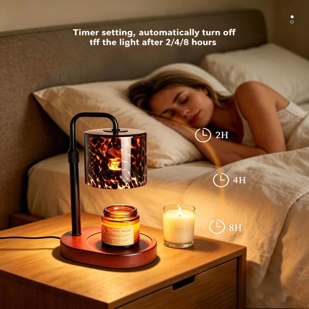 Black Leopard Print Candle Warmer Lamp with Timer C87301