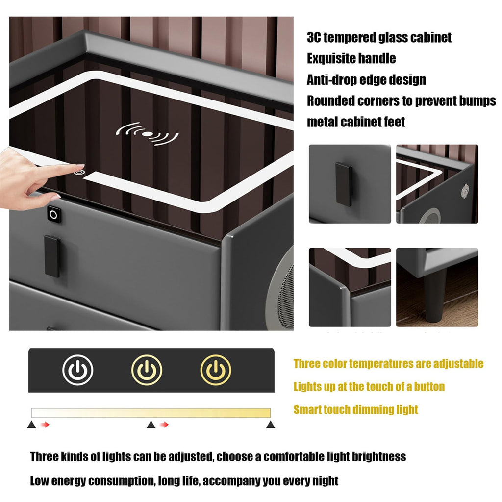 Pink 3 Drawer Smart Bedside Table with USB Charging F258240