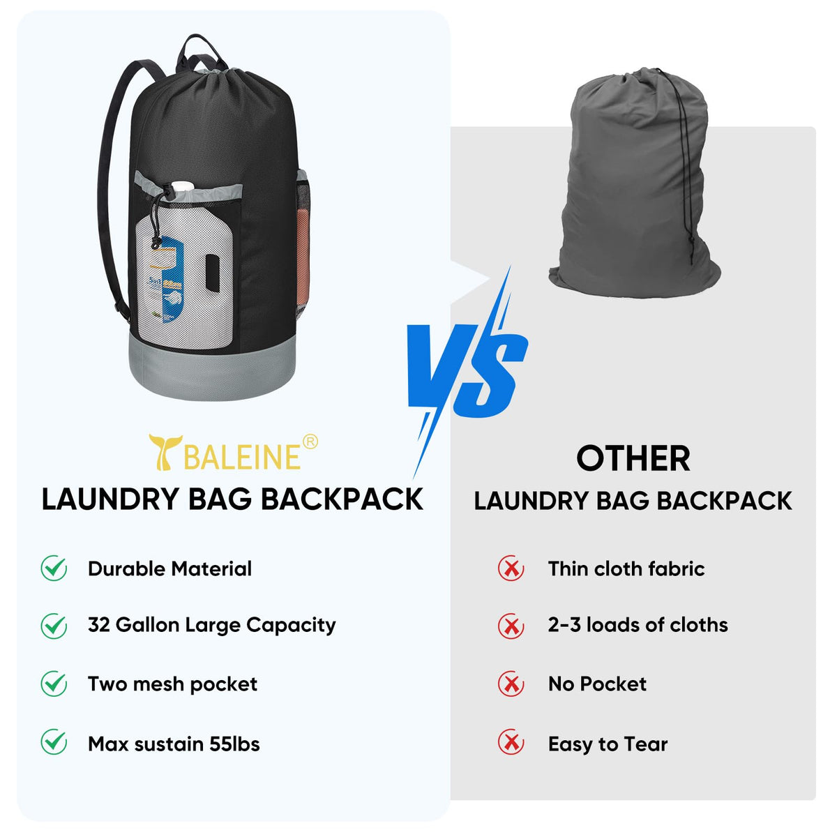 120L Oxford Laundry Bag Backpack with Shoulder Straps T3444