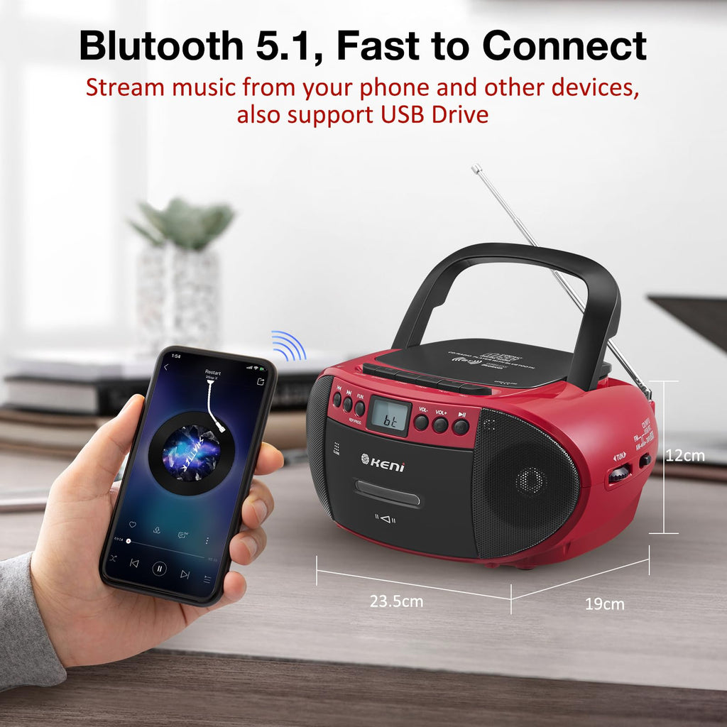 CD Cassette Player Boom Box with AM/FM Radio Y9267
