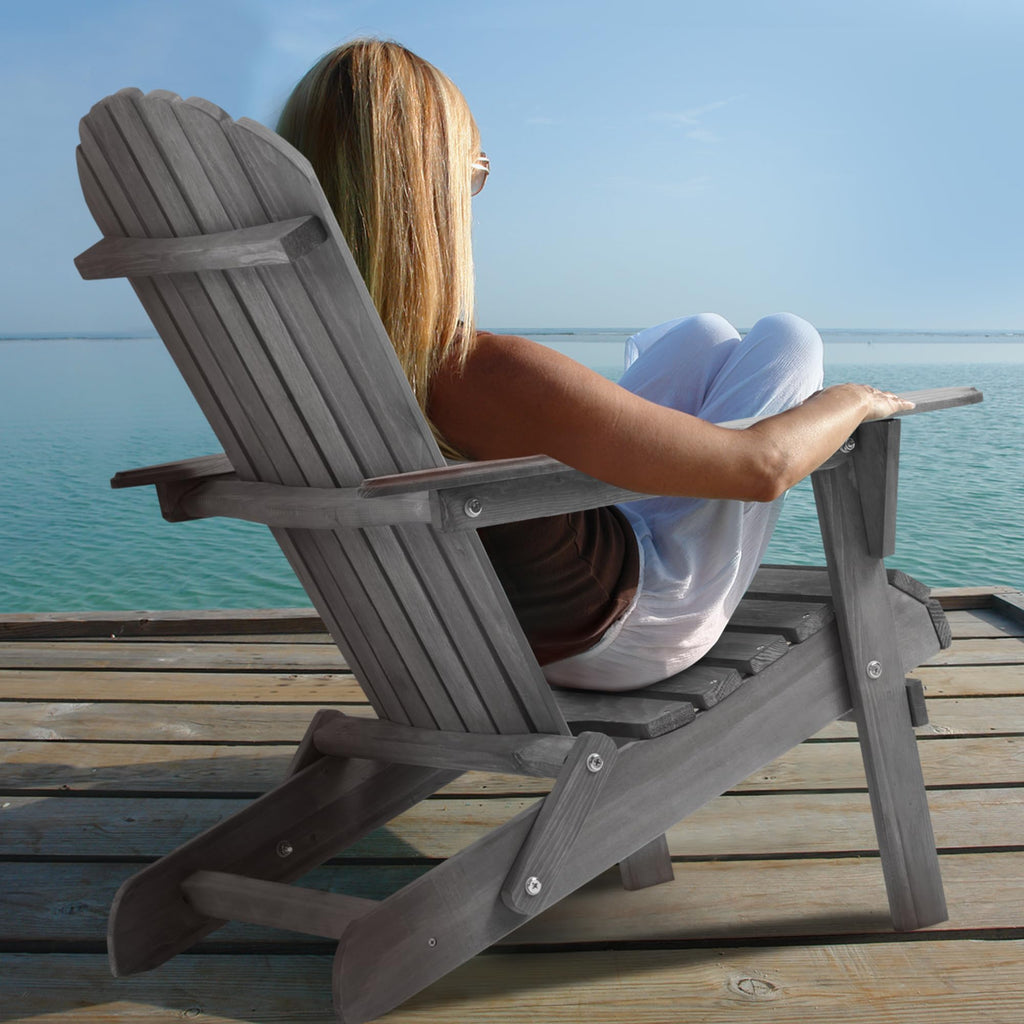 Wood Folding Adirondack Chair Set of 2 Solid Cedar L582403