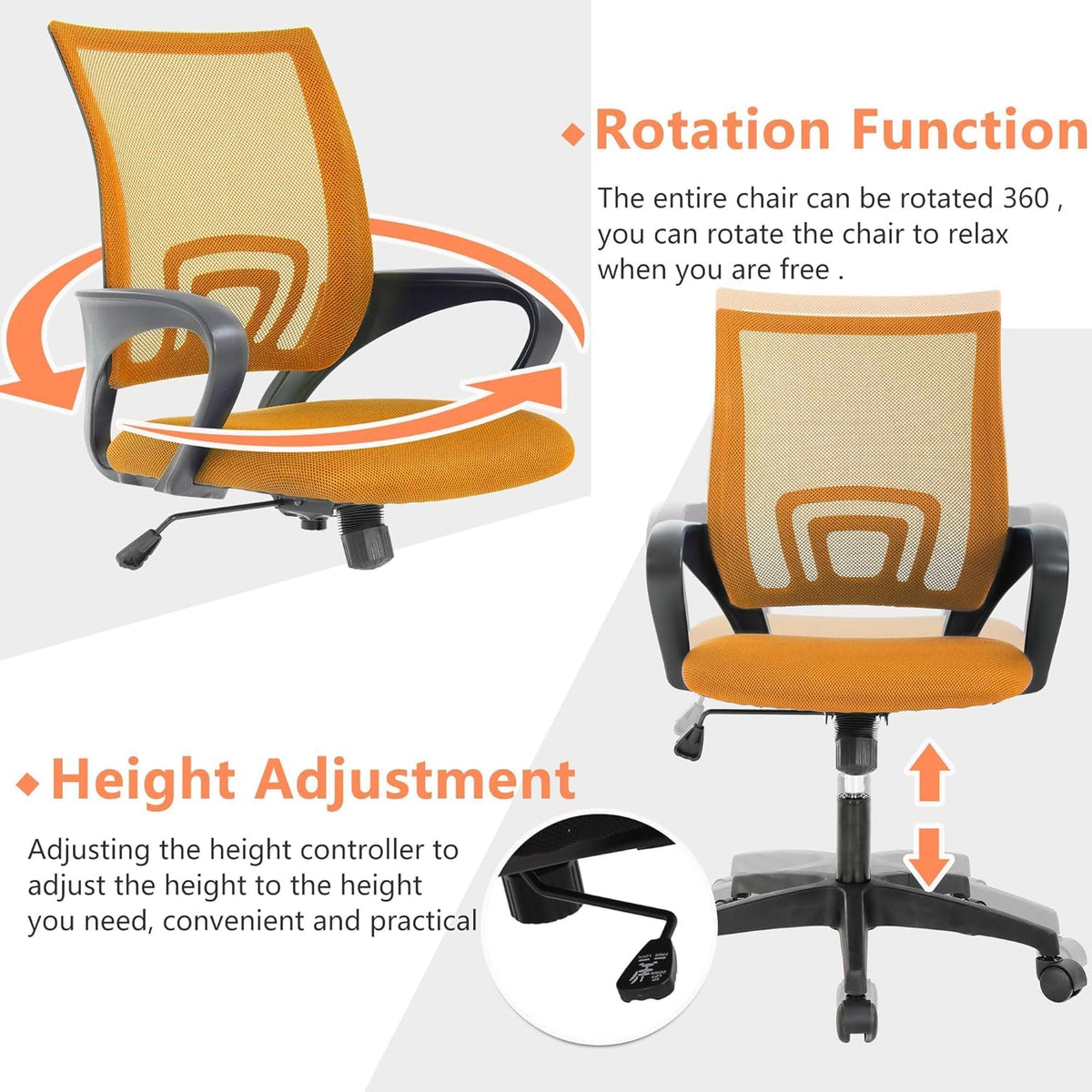 Orange Mesh Mid-Back Office Chair O318
