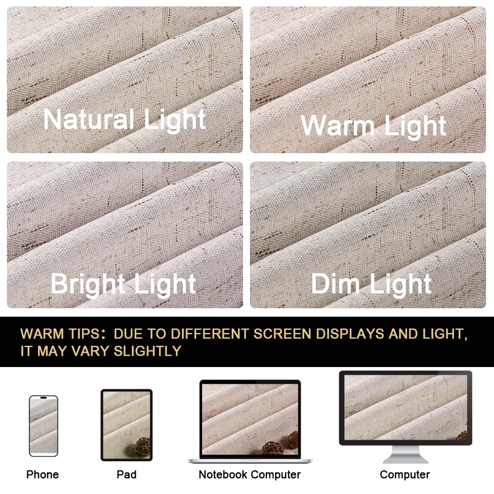 Blackout Curtains 84 Inches Long Faux Linen Thermal Insulated W100 X L84 Inch I570707