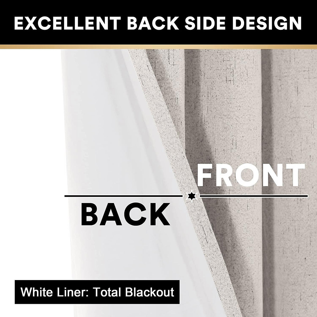 Blackout Curtains 84 Inches Long Faux Linen Thermal Insulated W100 X L84 Inch I570707