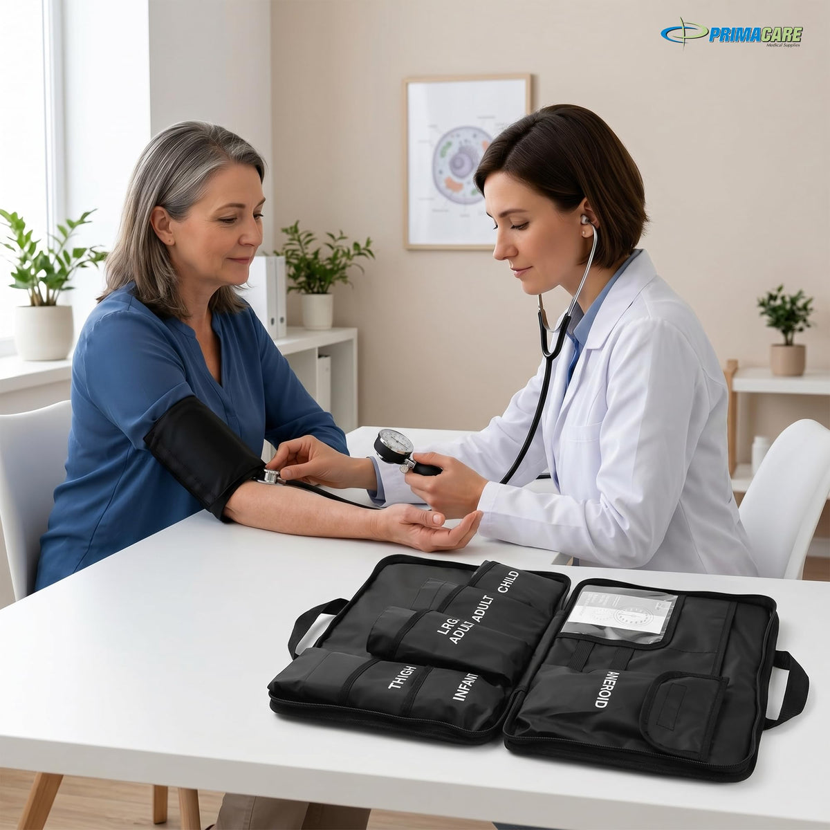 Aneroid Sphygmomanometer and Blood Pressure Cuff Set with 5 Sized Nylon Cuffs X6998