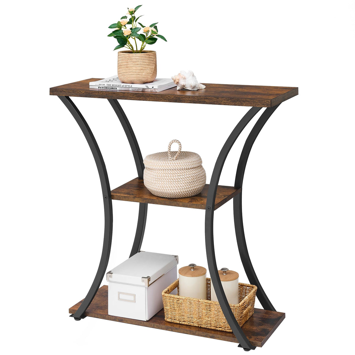 3 Tier Console Table with Open Wood Shelves M401