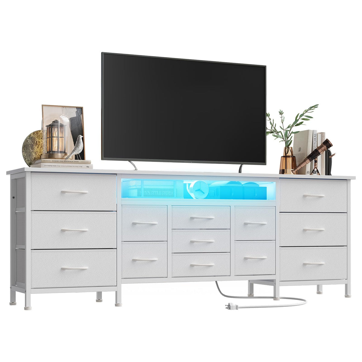 White 70 Inch 13 Drawer TV Stand F4157