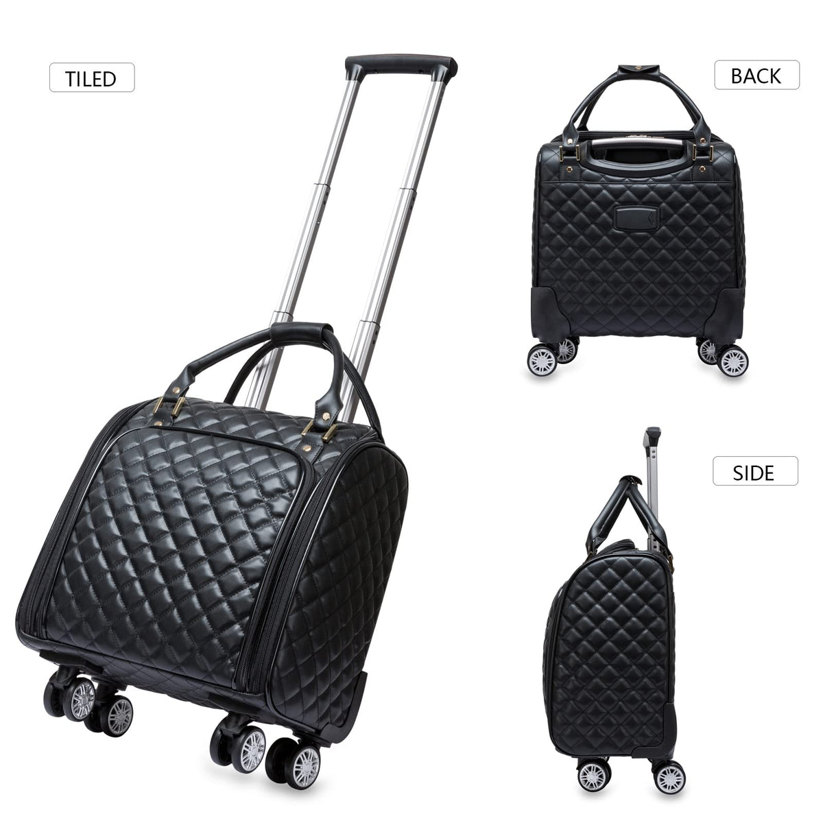 Leather Expandable Spinner Underseat Carry On Luggage W928838