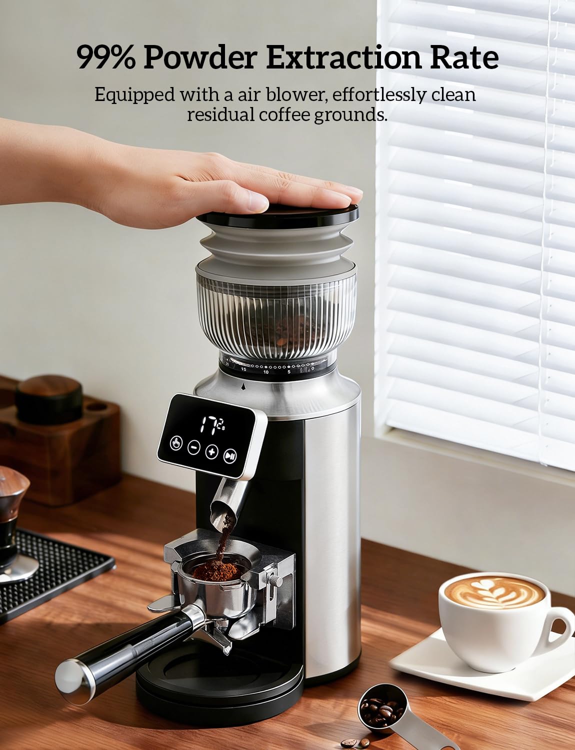 Stainless Steel Espresso Grinder with Portafilter Holder Q6774