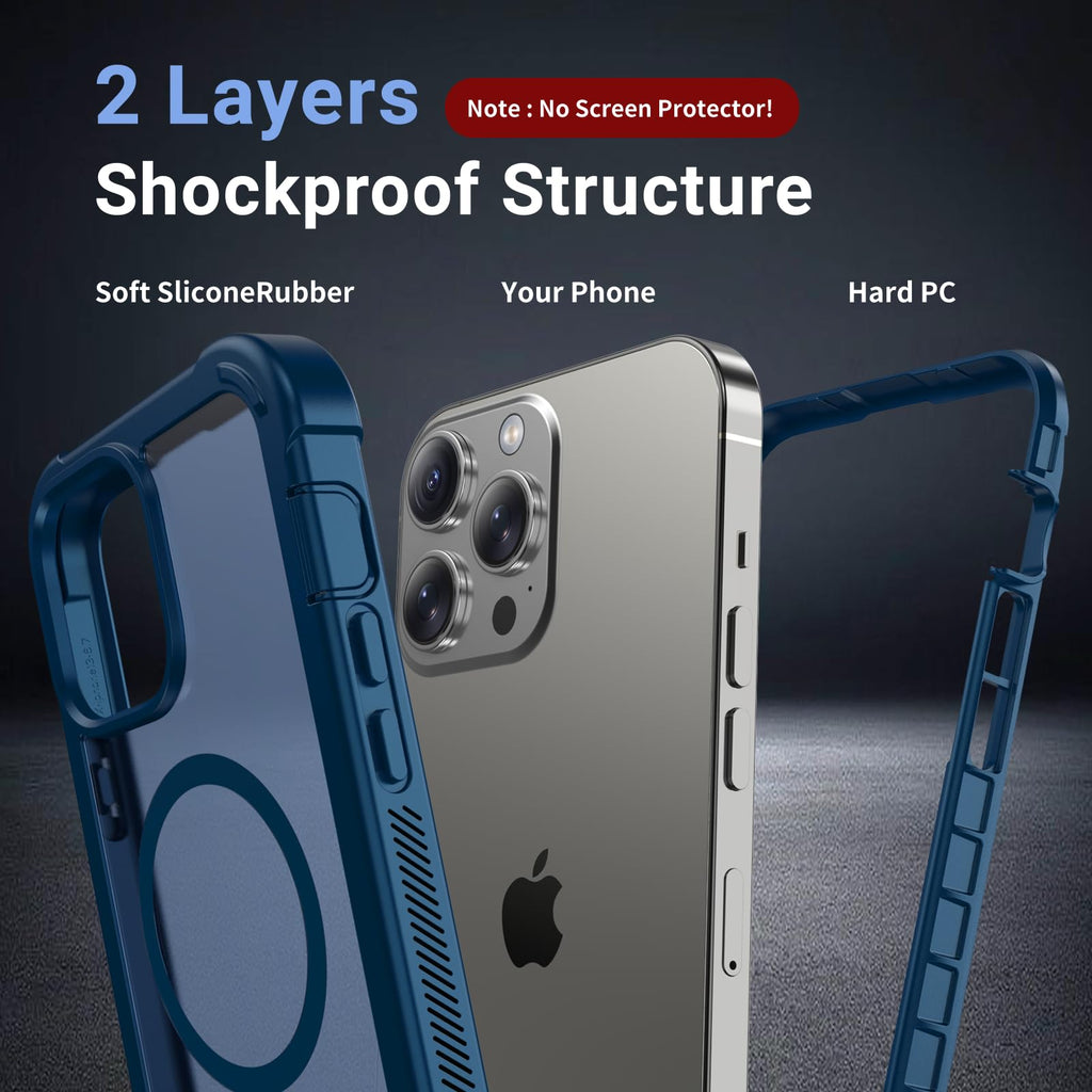 Magnetic iPhone 13 Pro Max Case Heavy Duty Protection Deep Blue C726667
