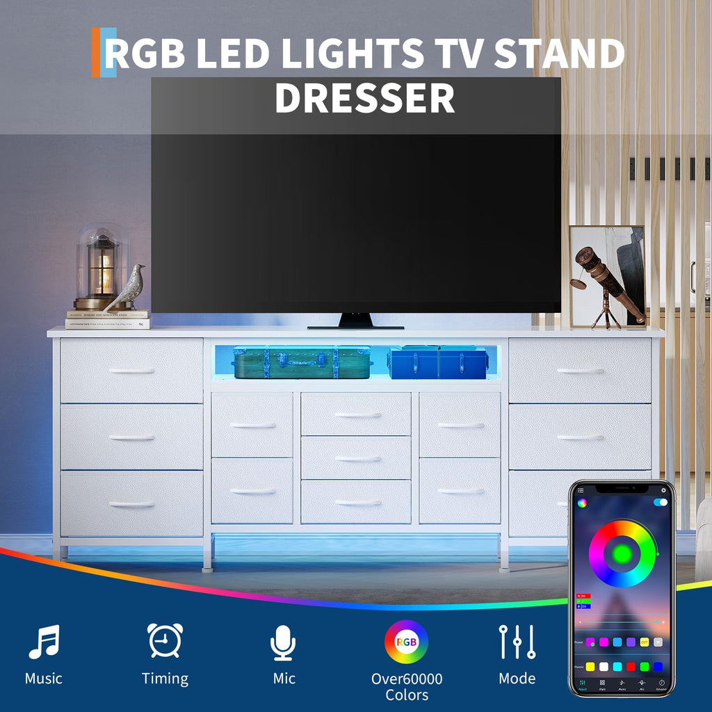 White 70 Inch 13 Drawer TV Stand F4157