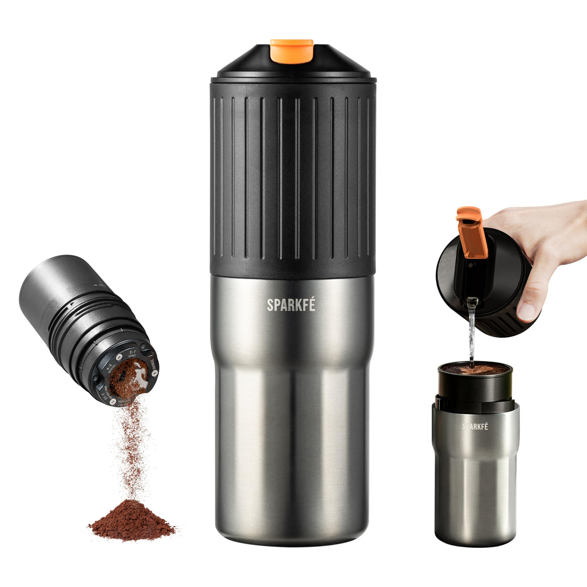 Portable Pour Over Coffee Maker with Stainless Steel Conical Burr D187