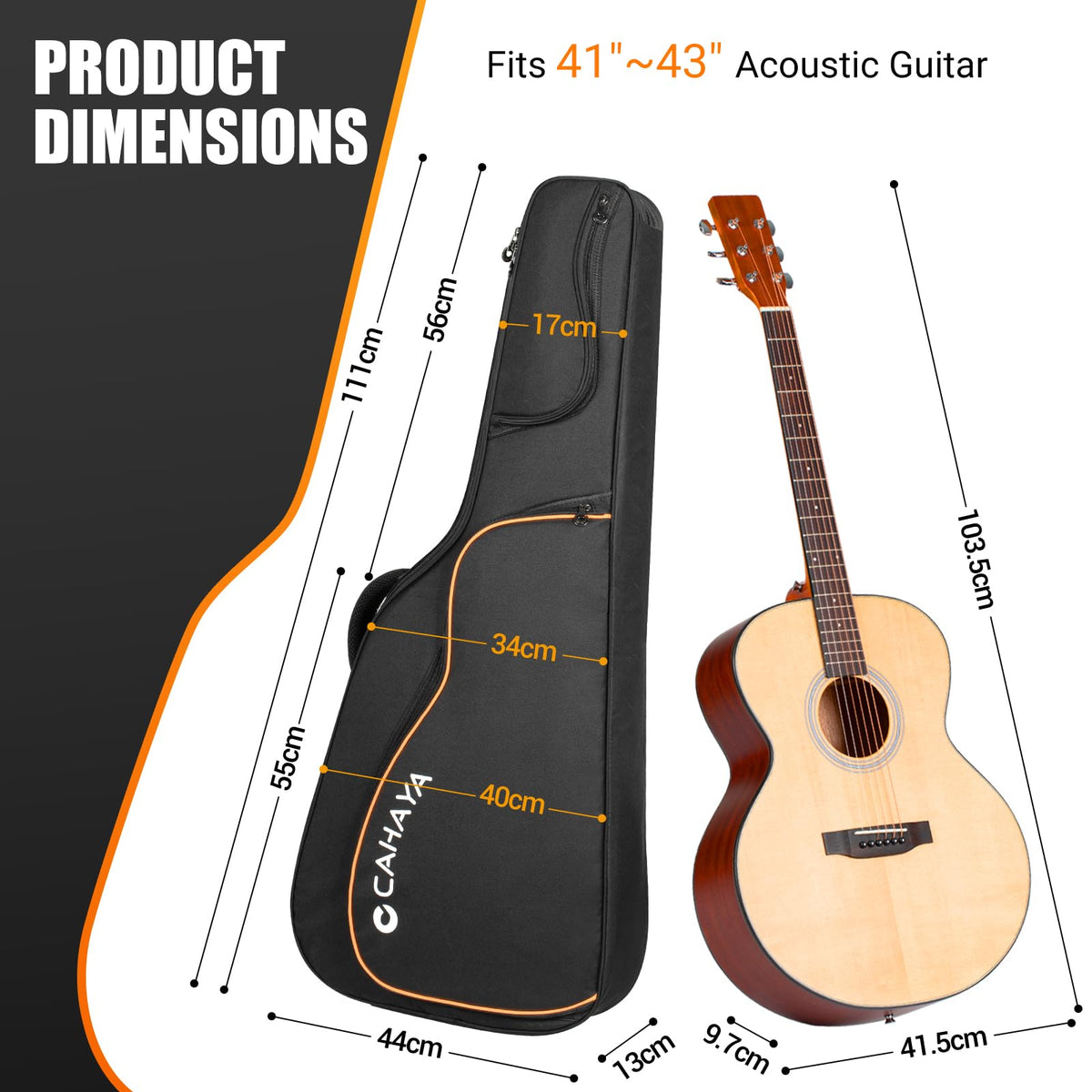 42 43 44In 0.5In Thick Padding Acoustic Guitar Bag Z54720