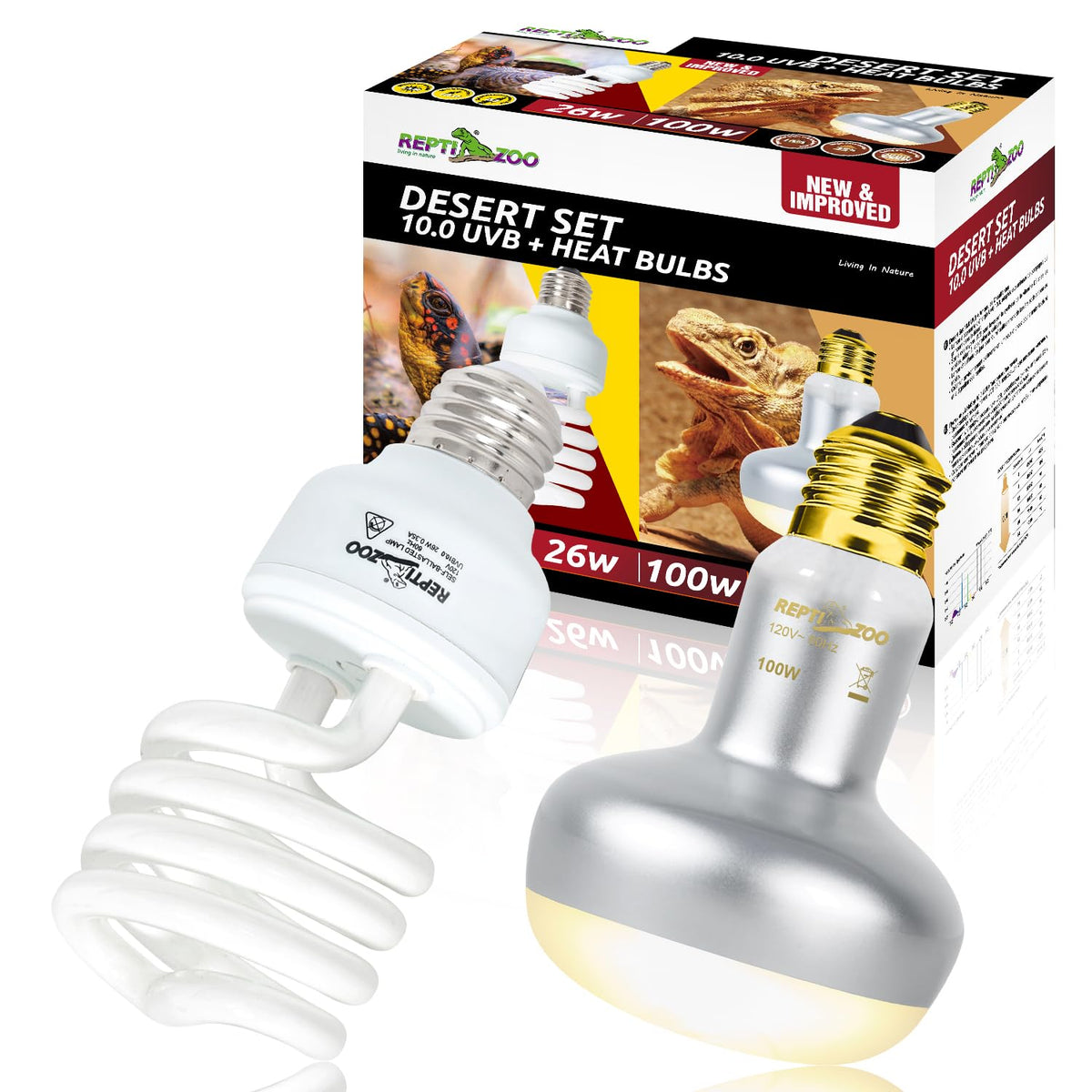 Dual Reptile Light Fixture & 100W Basking Spot Light with 26W UVA UVB Bulb Combo Pack R213552