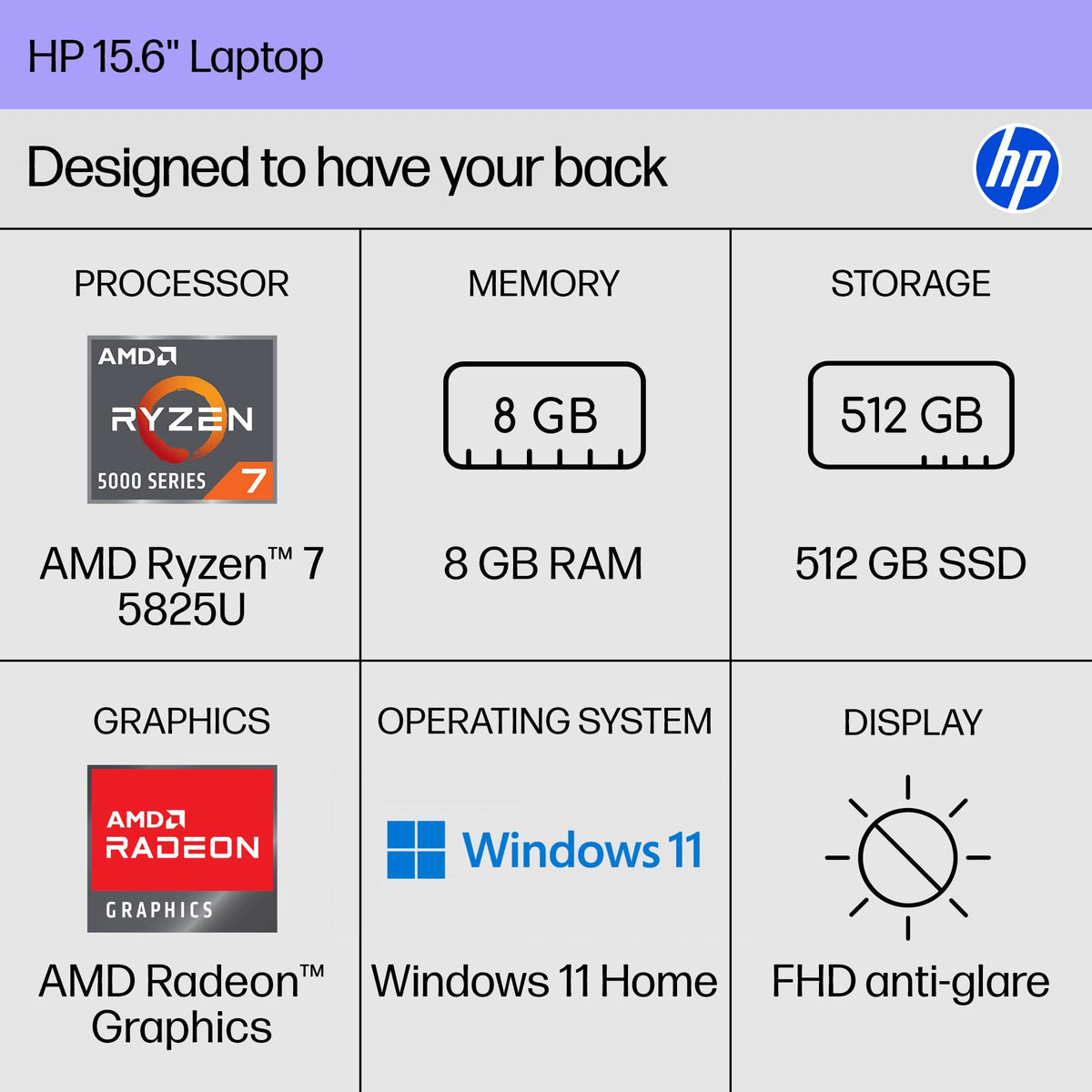 15.6 inch Laptop, AMD Ryzen 7, 8 GB RAM, 512 GB SSD, Natural Silver S8544