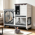 Large 2-Tier Rabbit Hutch with Wheels and Waterproof Roof F253581