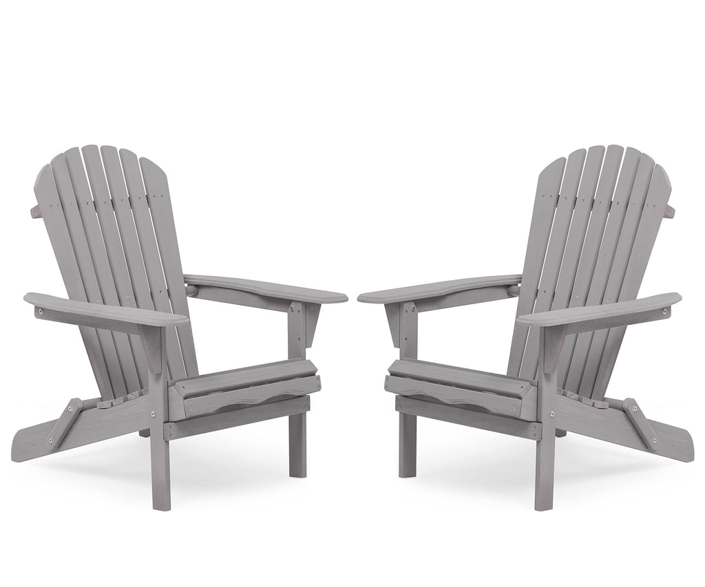 Wood Folding Adirondack Chair Set of 2 Solid Cedar L582403