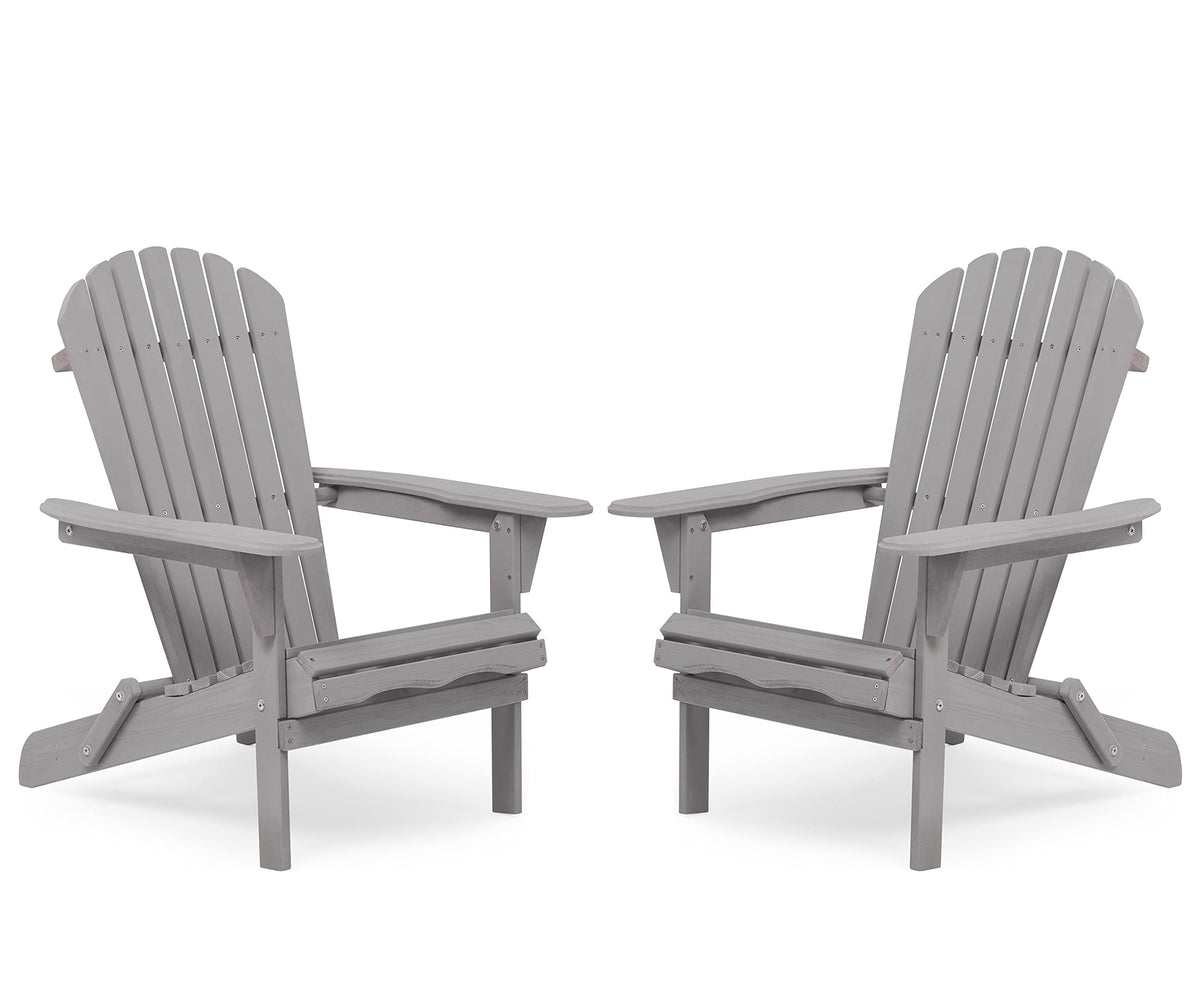 Wood Folding Adirondack Chair Set of 2 Solid Cedar L582403