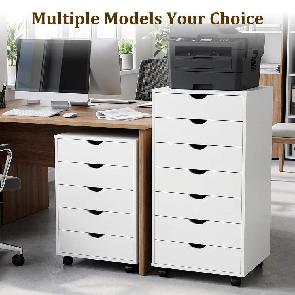 White 5 Drawer Rolling Storage Cabinet M4390
