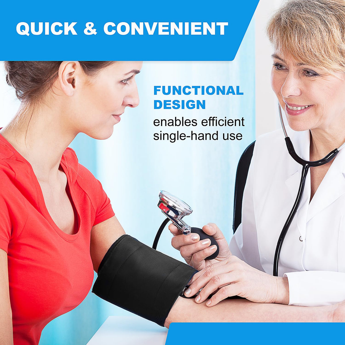 Aneroid Sphygmomanometer and Blood Pressure Cuff Set with 5 Sized Nylon Cuffs X6998