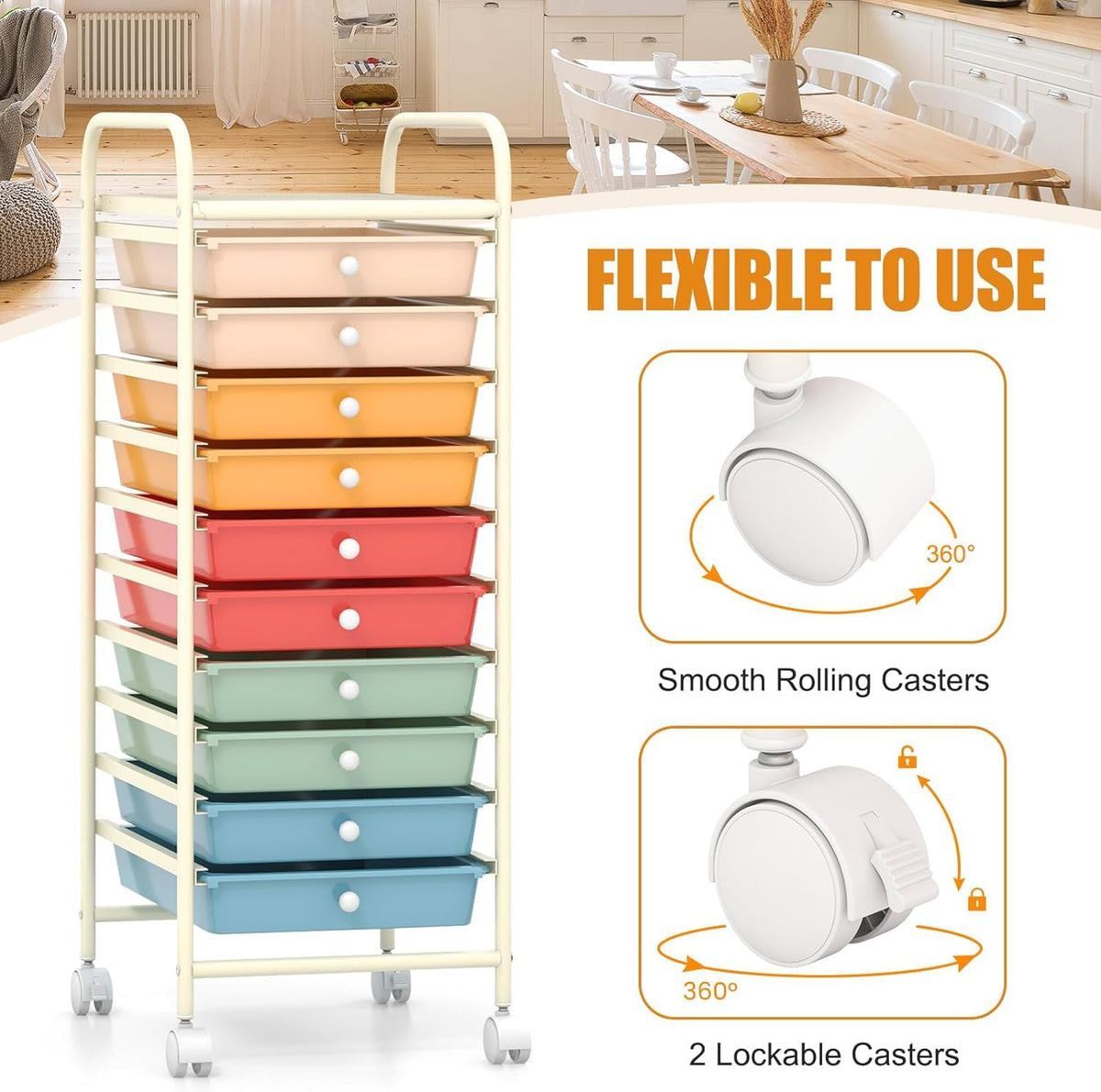 10 Drawer Rolling Cart P103005