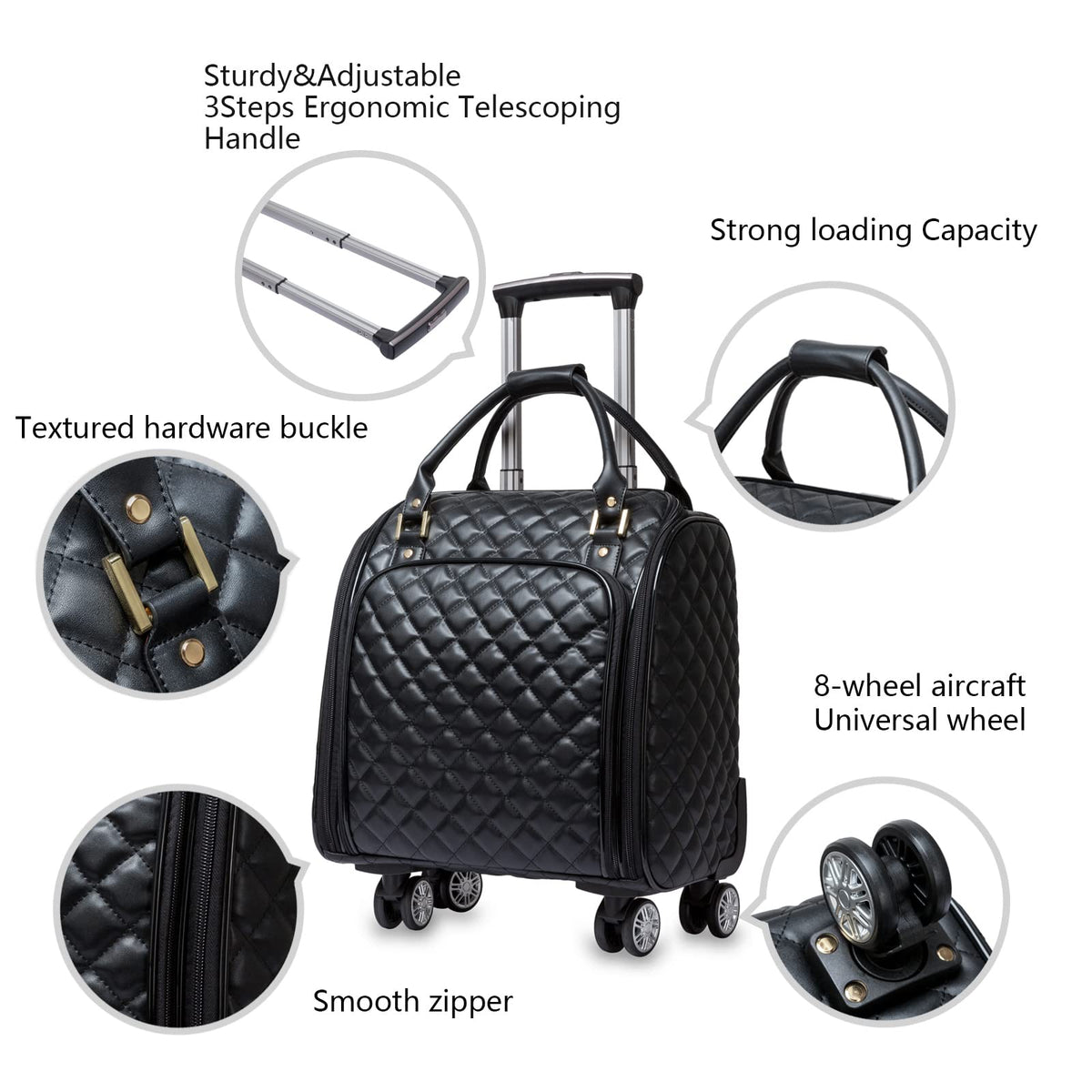 Leather Expandable Spinner Underseat Carry On Luggage W928838