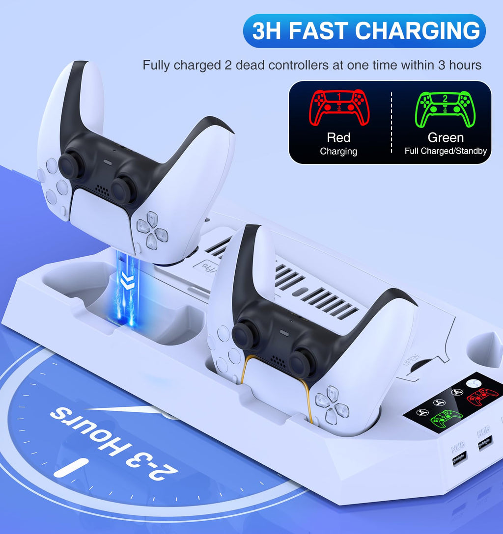 PS5 Cooling Stand with Controller Charging Station, White S3699