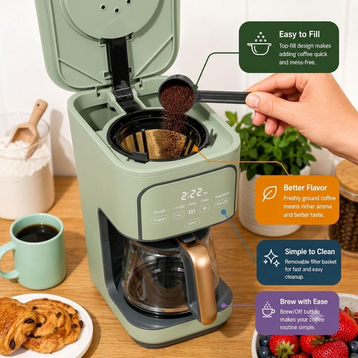 12-Cup Programmable Coffee Maker with Glass Carafe X1279