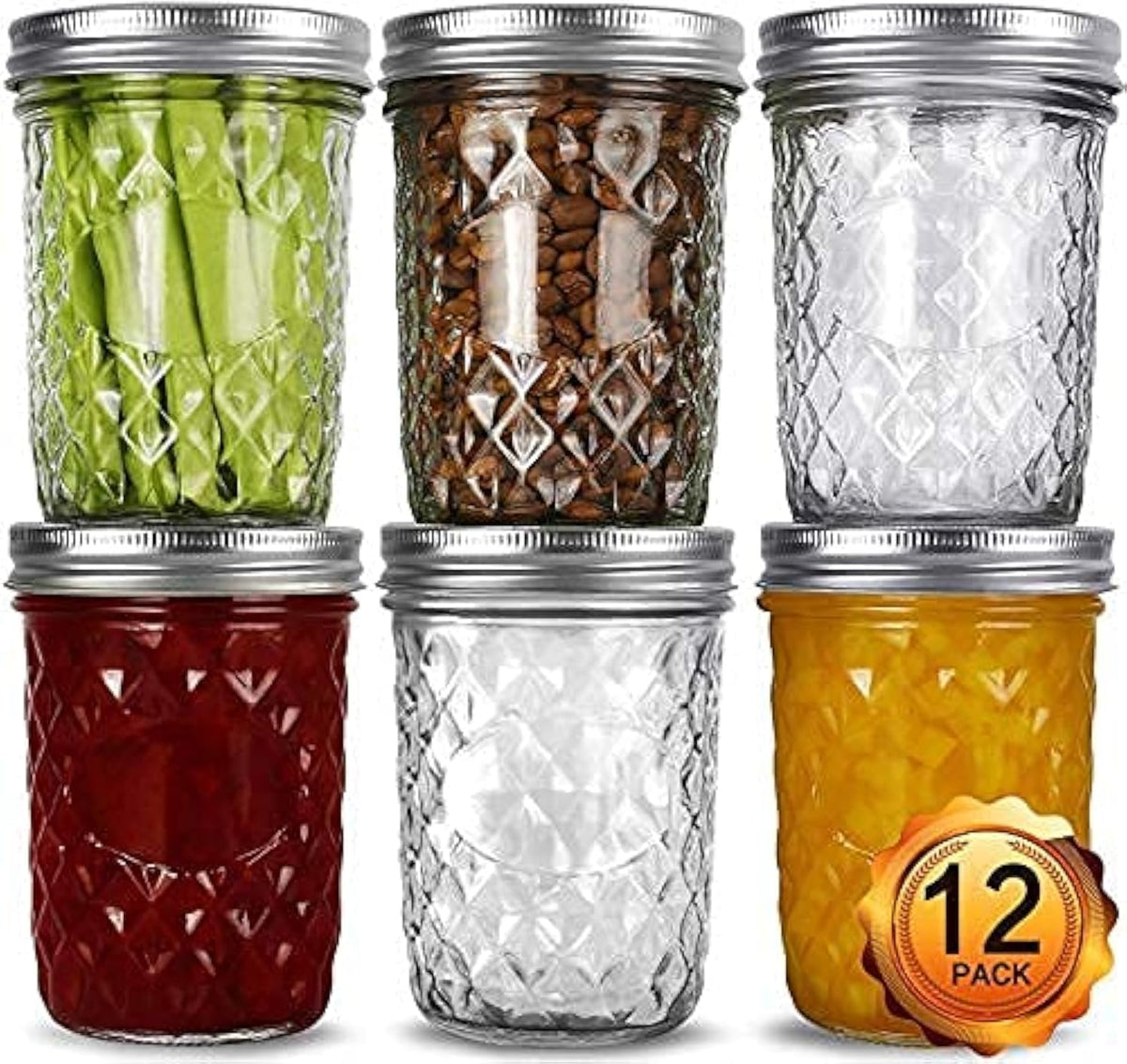 12 Packs 16oz Wide Mouth Mason Jars with Lids and Bands C91756