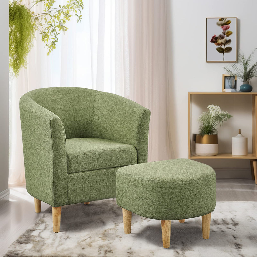 Green Accent Chair with Ottoman J74861