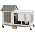 38.19"L Wooden Rabbit Hutch with 4 Wheels and Pull Out Tray M807