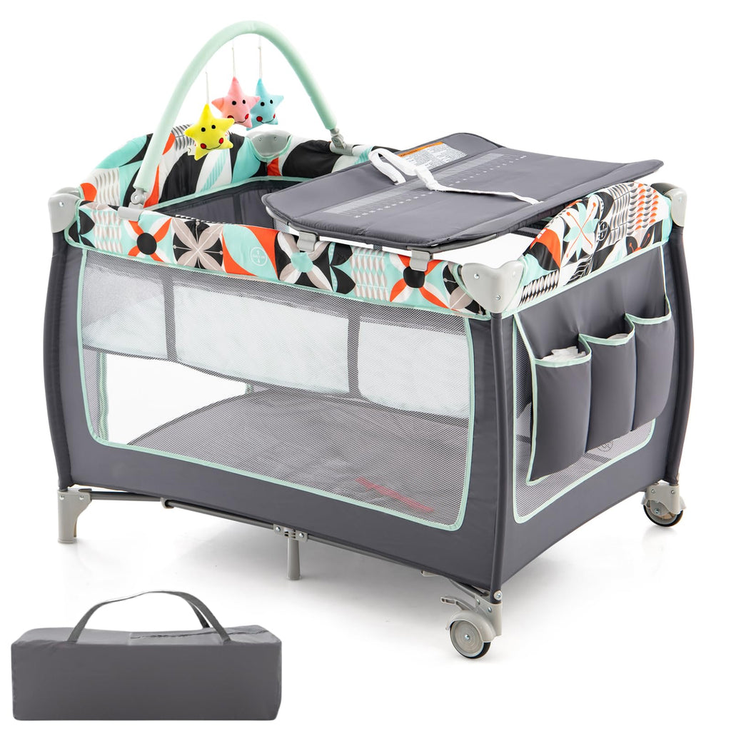 4 in 1 Portable Baby Crib Playpen with Bassinet X74061