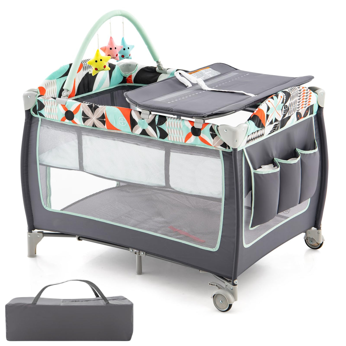 4 in 1 Portable Baby Crib Playpen with Bassinet X74061