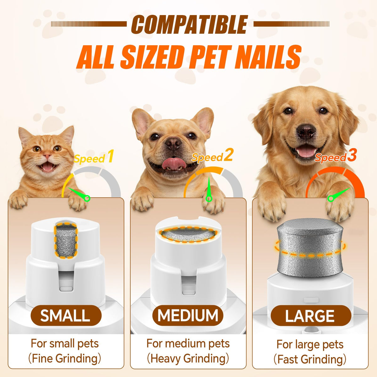 Electric 3 Speeds Dog Nail Grinder with Lights D80144