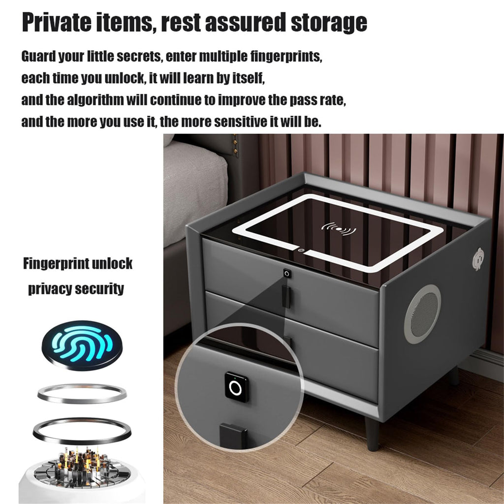 Pink 3 Drawer Smart Bedside Table with USB Charging F258240